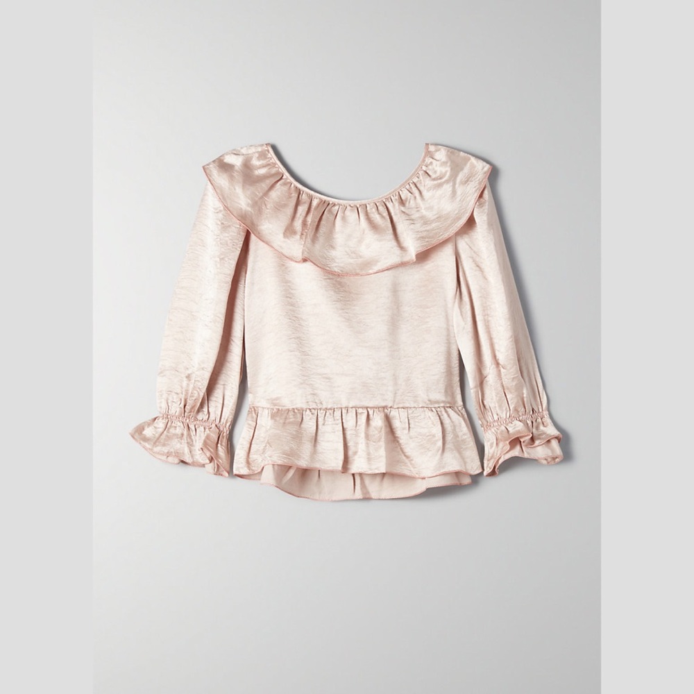 Aritzia Le Fou Wilfred Ruffle Boat-Neck Blouse
